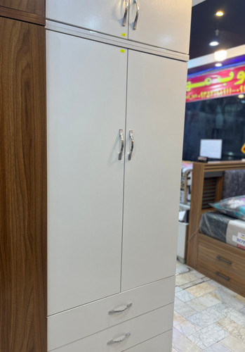 کمد دیواری دوتکه 80 سه کشو رنگ سفید