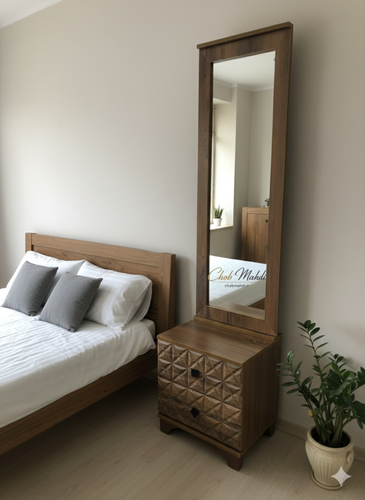 پاتختی آینه قدی باکس دار طبقه بندی داخلی برای لوازم آرایشی آنتیک طلایی