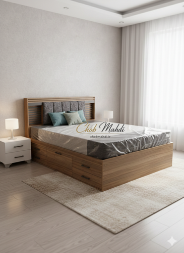 تخت دونفره 160 باکس دار مدل اهورا کرکره ای