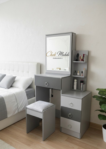 میزآرایش مدل پرنیان با آینه باکس دار و صندلی